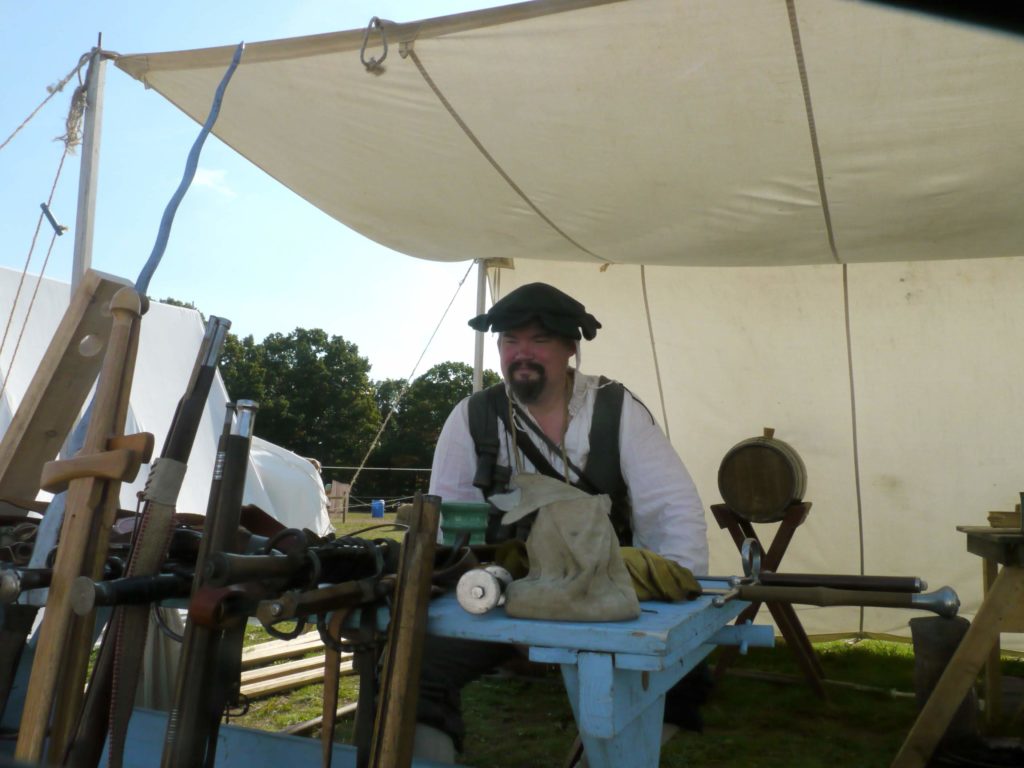 Weapons dealer in a tent