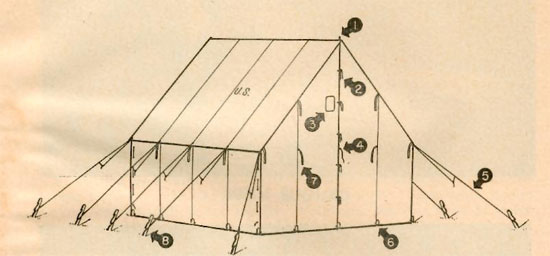 line drawing of small wall tent